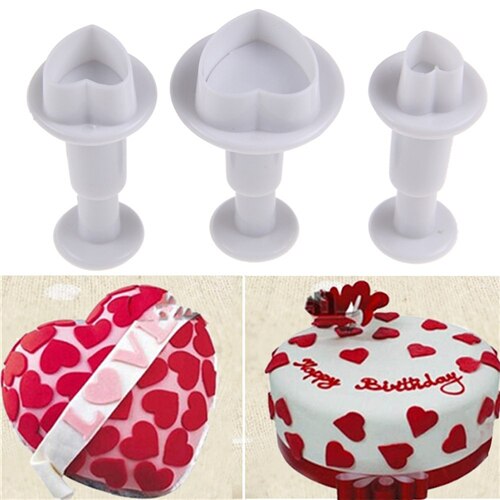 3 stks/set Liefde Hartvorm Fondant Kauwgom Plakken Cupcake Toppers MoldCookie Plunger Cutter Biscuit Kerst Cake Decorating Tool