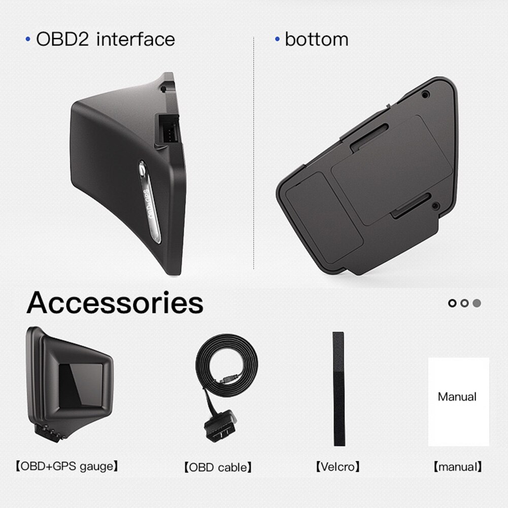 Car On-board Computer OBD 2 GPS HUD A-Pillar Trim Dashboard Speedometer Turbo Pressure Fuel Consumption Temperature Gauge