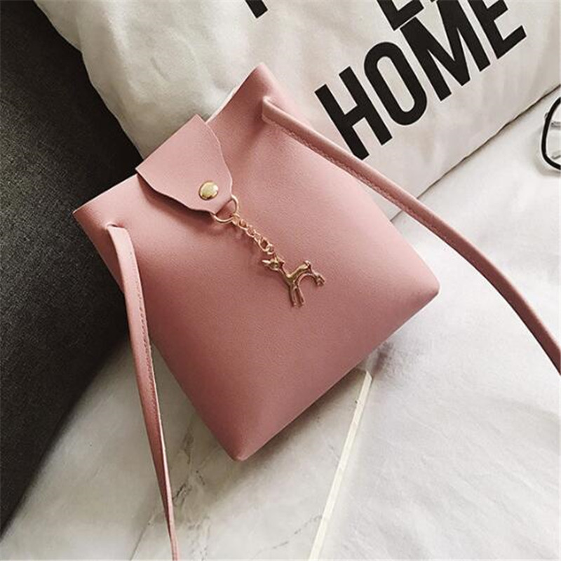 Dames schoudertas pu leer dames messenger bag dames pure kleur kleine klep vierkante tas clutch tassen handtassen: Roze -2