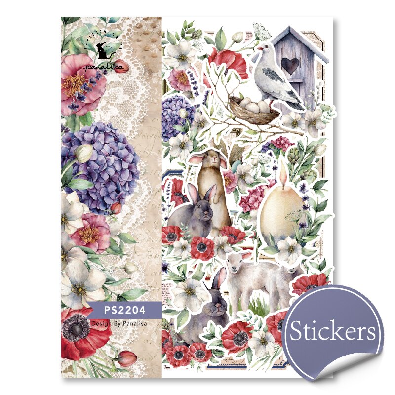 Panalisacraft 24 sheets 6"X6" Flower Easter paper Scrapbooking patterned paper pack handmade craft paper Background pad card: Stickers pack