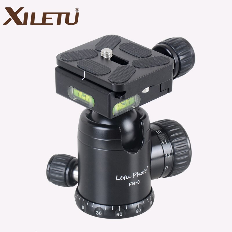 XILETU FB-0 Aluminum Camera Tripod Ball Head Ballhead Panoramic 30MM Diameter with Quick Release Plate Max Load 15 kg