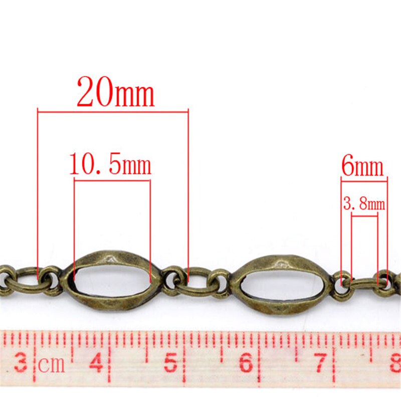 1M Doreen Box Links-Opened Chains Alloy Oval Bronze Silver Color For DIY Necklace Bracelet Jewelry Making Findings: 1