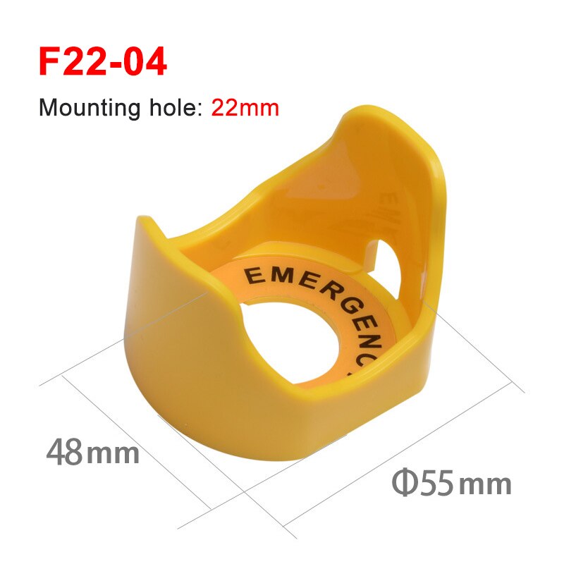 22mm yellow emergency stop button protection cover button switch emergency mushroom head protection seat protection cover ring: F22-04