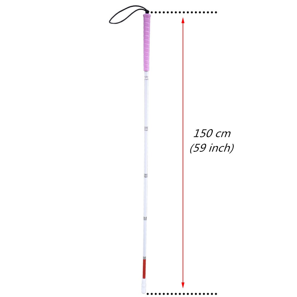 120 cm – 155 cm Blindenlangstock,weiße Stock,Faltlangstock mit Kautschukgriff, 6-teilig, mit 2 Kunststoffspitze 6PEA-PIK: 150cm (59 inch)