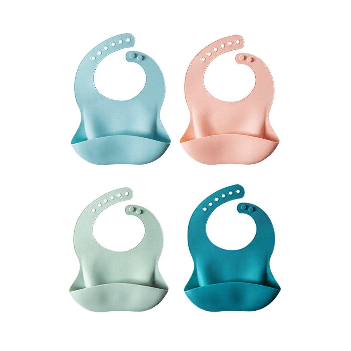 Babero de bebé de 4-6M, pañuelo para comer, Color sólido, hebilla ajustable, frontal suave, bolsillo, ropa para la cena