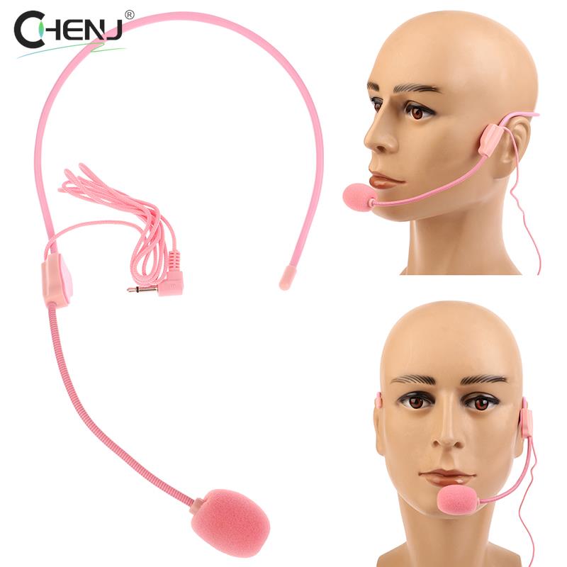 1 stücke 3,5mm kopf getragenes kabel gebundenes Mikrofon Headset rosa Sprach verstärker Lautsprecher klares Klang mikrofon für Konferenz führer Sprach lehrer