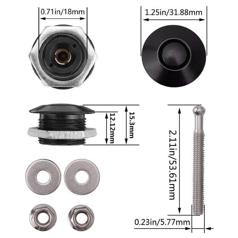 2X Button Quick Release Hood Pin Lock Clip Car Bumper Latch Kit