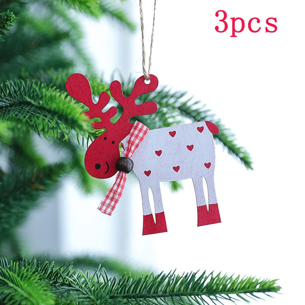 3pc Kerst Houten Elanden Kleine Hanger Kerstboom Opknoping Ornamenten Kerstversiering Voor Thuis Opknoping Hanger: B