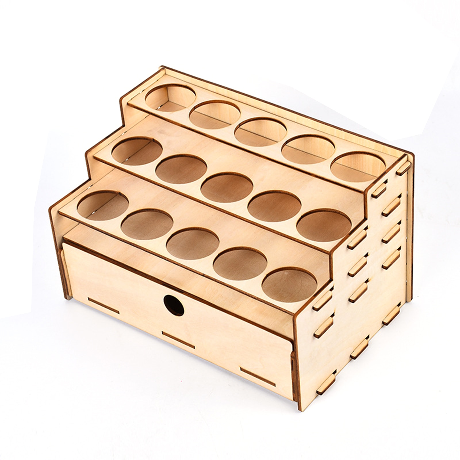 15 Holes DIY Wooden Modular Paint Rack Paint Tool Holder Model Building Tool Sets Storage Organizer with Drawer