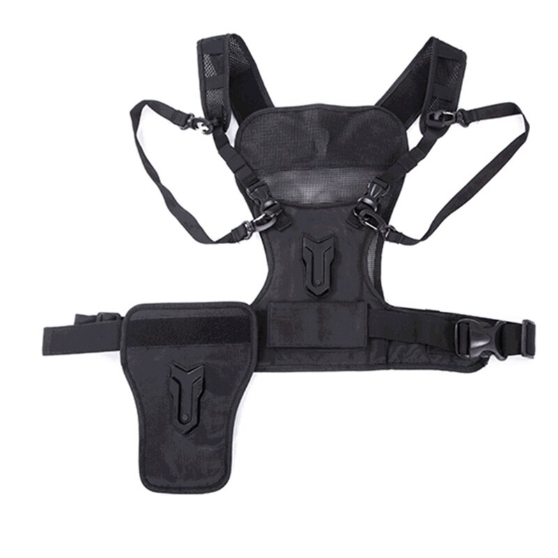 Multi soporte para cámara fotógrafo Chaleco con correa de doble caja lateral para cámara Canon Nikon Sony DSLR