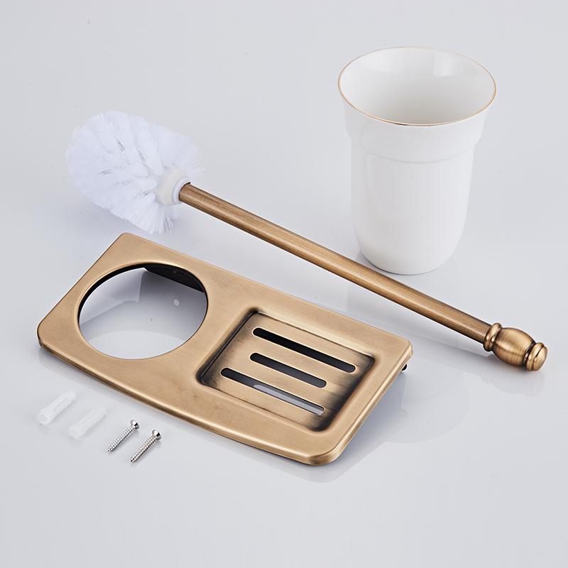 Soportes para escobillas de inodoro, accesorios de baño antiguos, negros y blancos con estantes para el baño