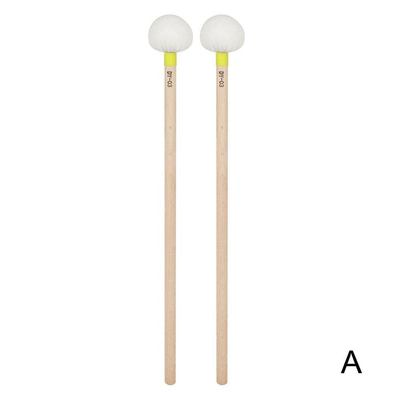 1 Pair Symphony Timpani Mallets Percussion Drum Sticks Felt Wood Handle Soft With Instrument Maple R6t6: Yellow