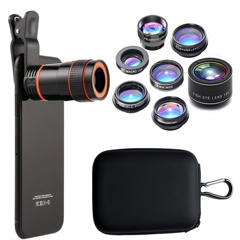 Fisheye Camera Lens 10 In 1 Mobiel Lens Kit Radiale Filter Caleidoscoop Lens 4-Lijn Star Filter Lens