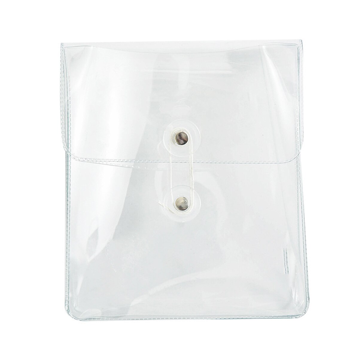 Portable Transparent File Document Bag Pouch Plastic Envelope Bill Invoice Storage Organizer with Button &amp; String Tie Closure