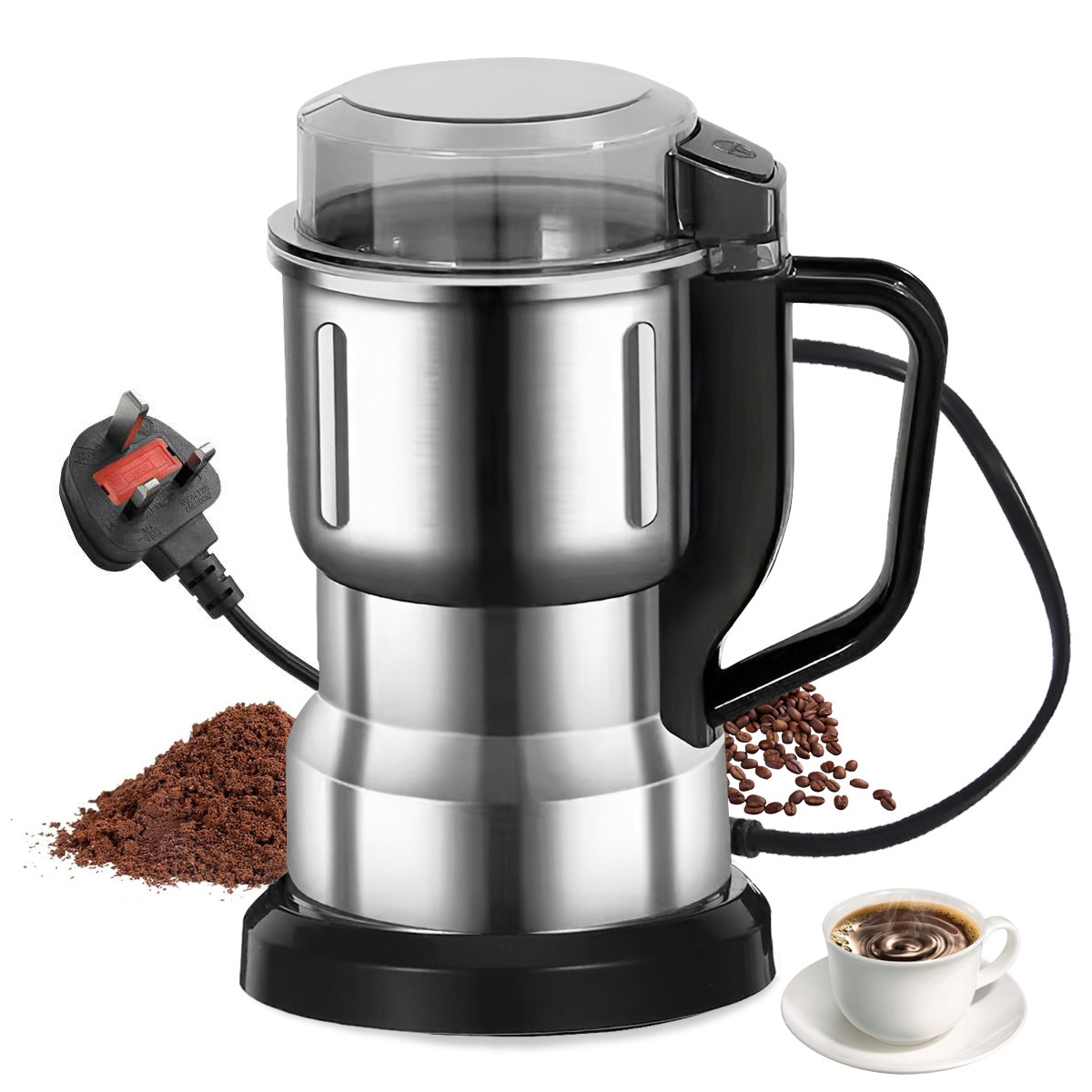 Electric Grinder Kitchen Grain Nut Bean Spice Mill 500ml Baby Food Processor 200W Multi-Function Home Coffee Grinder 4 Blades