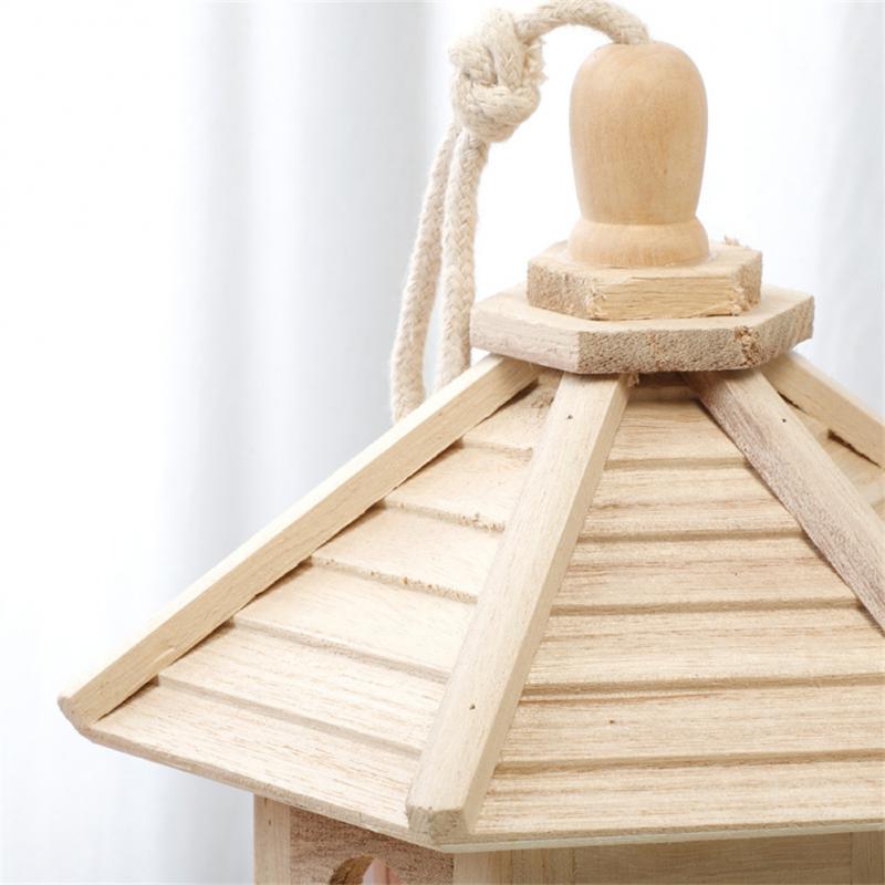 Bird Feeder House Shape Detachable Wooden Pet Birdhouse Outdoor Birdfeeders Hanging Bird House For Outside Garden Bird Feeding