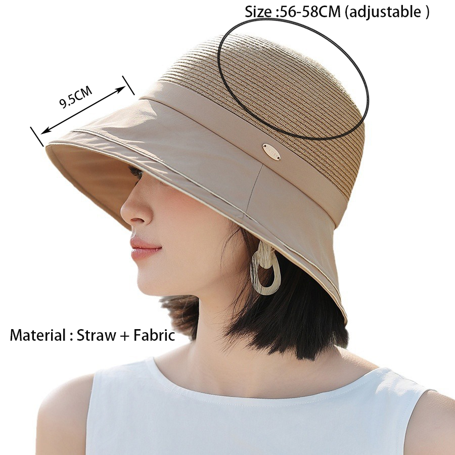 Sombreros de ala ancha para mujer, sombrero de cubo de paja, protección UV, plegable, Panamá, protección solar, visera deportiva para exteriores, vacaciones