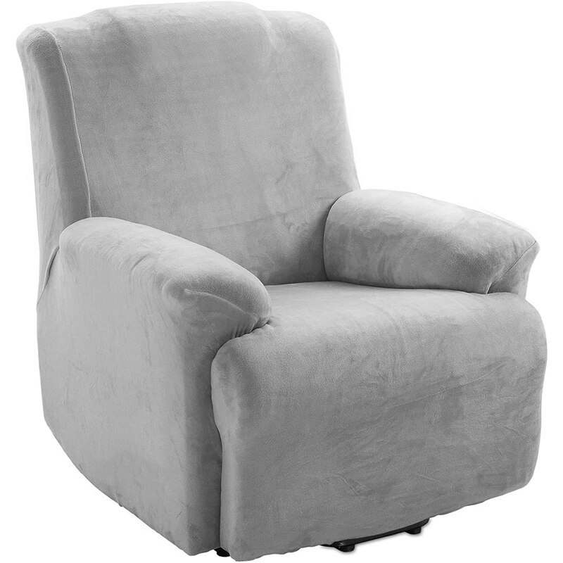 4 Stuks Pluche Fluwelen Fauteuil Sofa Cover Voor Woonkamer Relax Fauteuil Hoes Ligstoel Cover Voor Luie Jongen Sofa: light grey