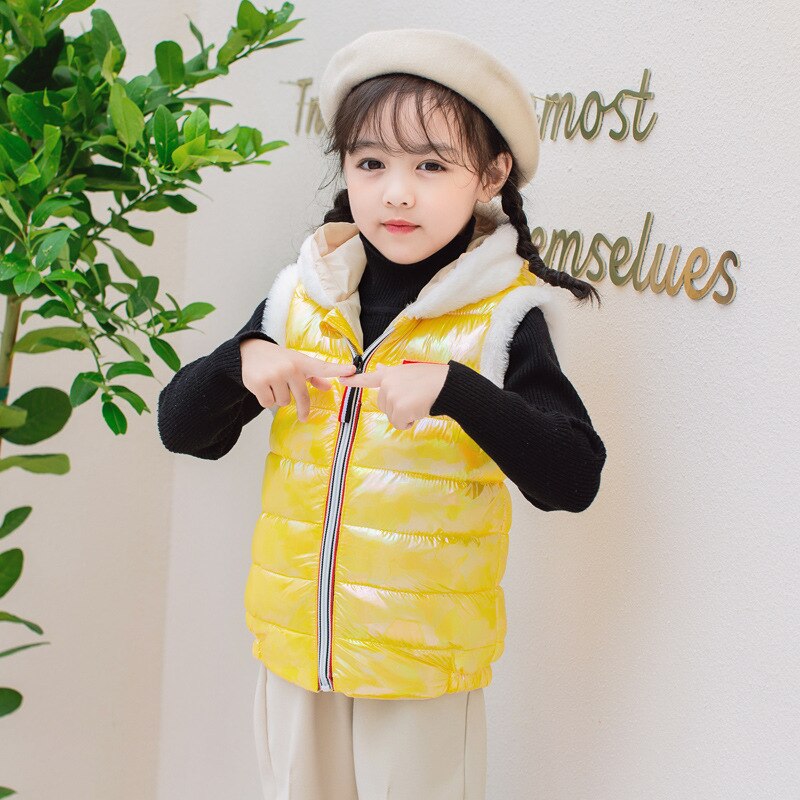 Baby Kleding Herfst En Winter Gewatteerde Down Vest Voor Baby Jongens En Meisjes Warm Vest Jas Met Konijn Oren Voor jongens En Meisjes: YELLOW / 18M