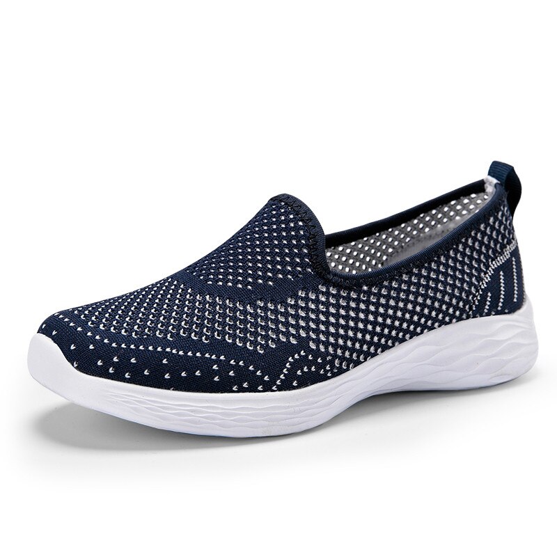 Platform sneakers dames platte zool hardloopschoenen mesh ademende dames sport loafers lichte schoenen dames: Blauw / 7