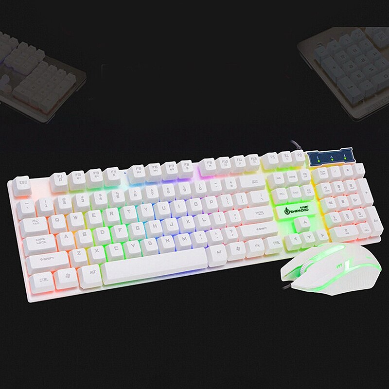 Shipadoo D280 Wired Keyboard and Mouse Set, USB Luminous Manipulator Game Keyboard and Mouse Set