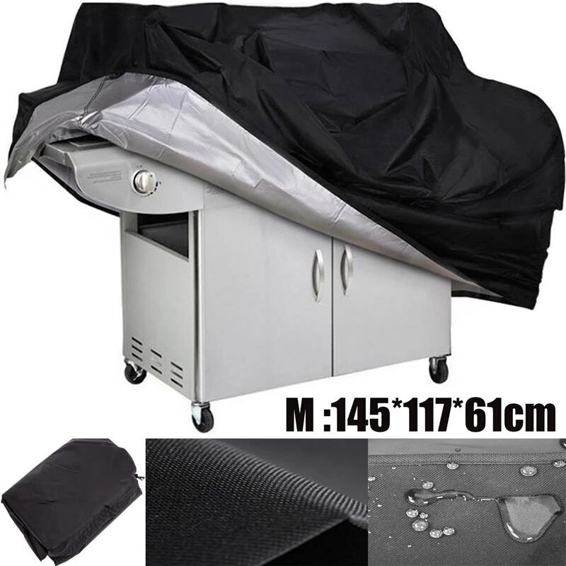 Cubierta protectora para parrilla de barbacoa, cubierta negra redonda para parrilla de barbacoa, resistente al agua, resistente a la lluvia, para exteriores, para exterior, polvo