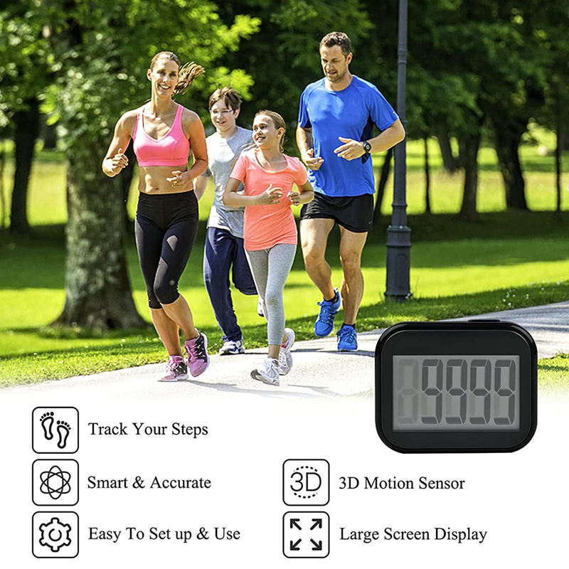 Pedometer Clip On, Step Counter for Walking with Large Digital Display and Lanyard, Pedometers for Steps Clip on