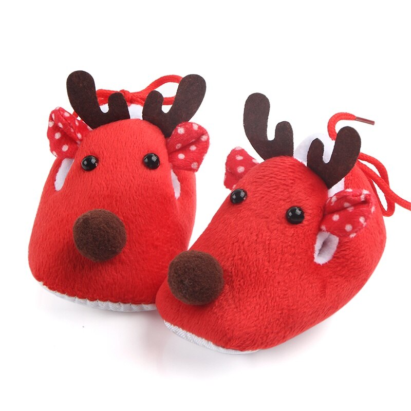 Baby Deer Slipper Toddler First Walkers Baby shoes Deer Prints Round Soft Slippers Shallow Christmas Footwear For Newborns