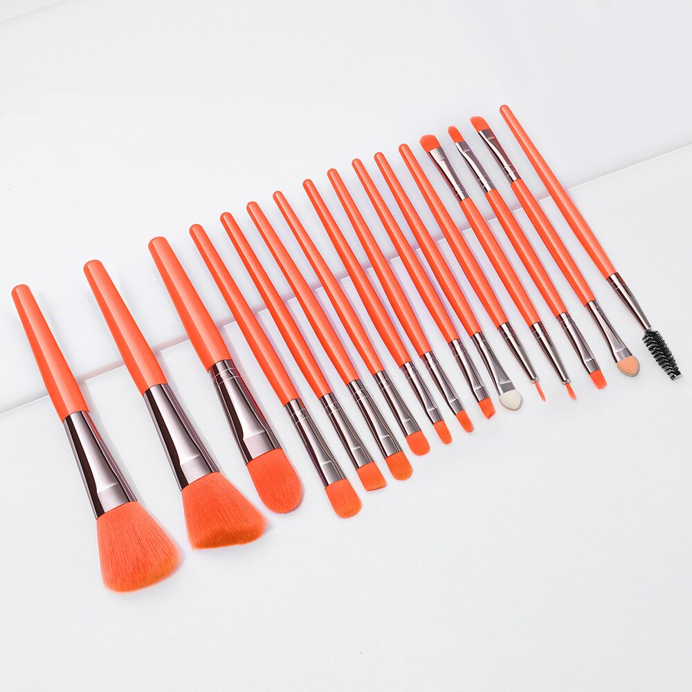 16 Uds Set de brochas de maquillaje de ojos de herramientas de belleza polvo de la Fundación de sombra de ojos cosméticos herramientas de belleza: 16 pcs Orange