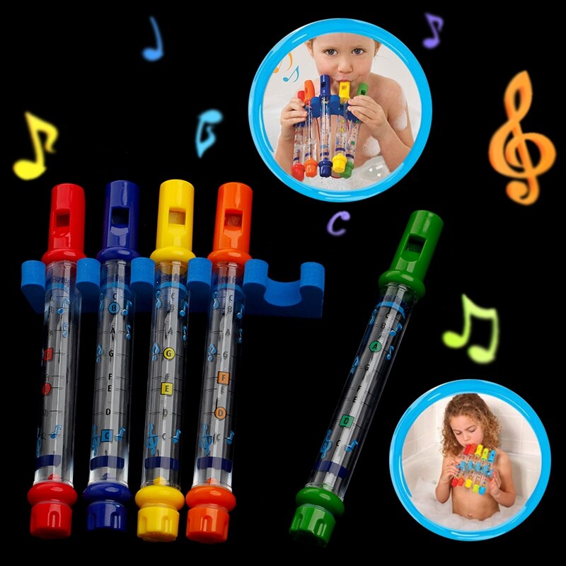HBB Set of 5 Water Flutes Music Song Sheets Instruments Kids Fun Children Bath Toy