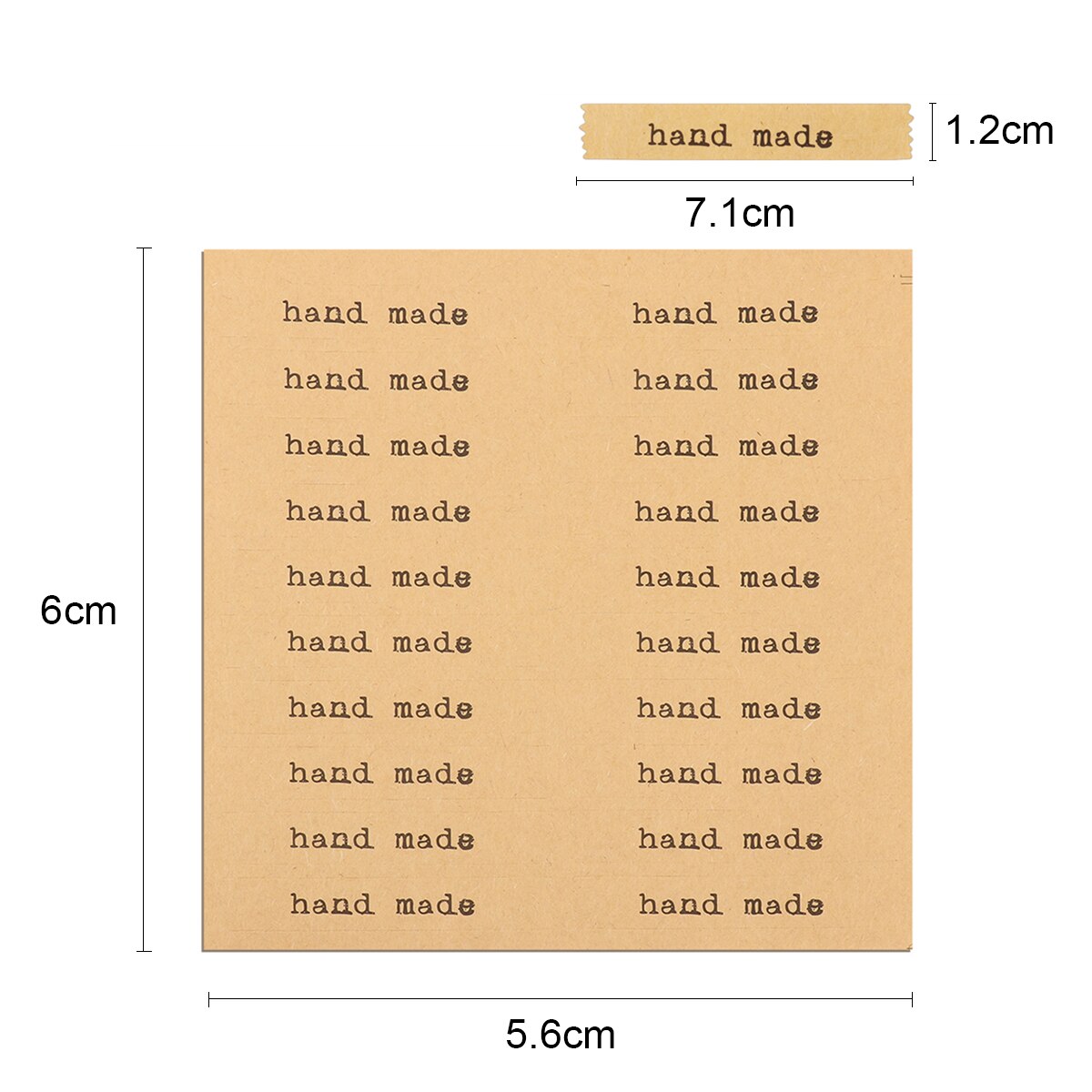 100pcs/lot Hand Made Shredded Style Kraft Paper Adhesive Sela Sticker For Baking For Handmade Products DIY Work