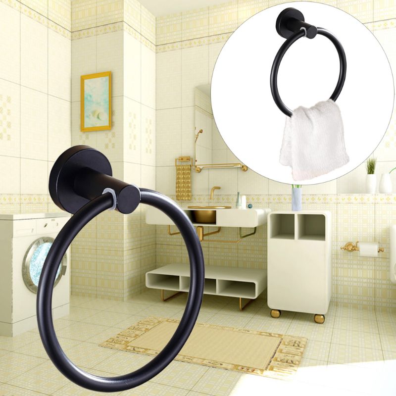Rvs Wall Mounted Ronde Handdoek Ring Houder Rack Plank Hanger Badkamer Accessoires Universele