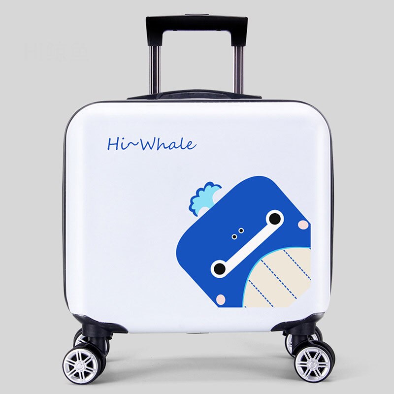 Child Boarding Trolley 16 inch Cartoon Suitcase Large Capacity Luggage Universal Wheel Student Suitcase Hanimom: Sea whale