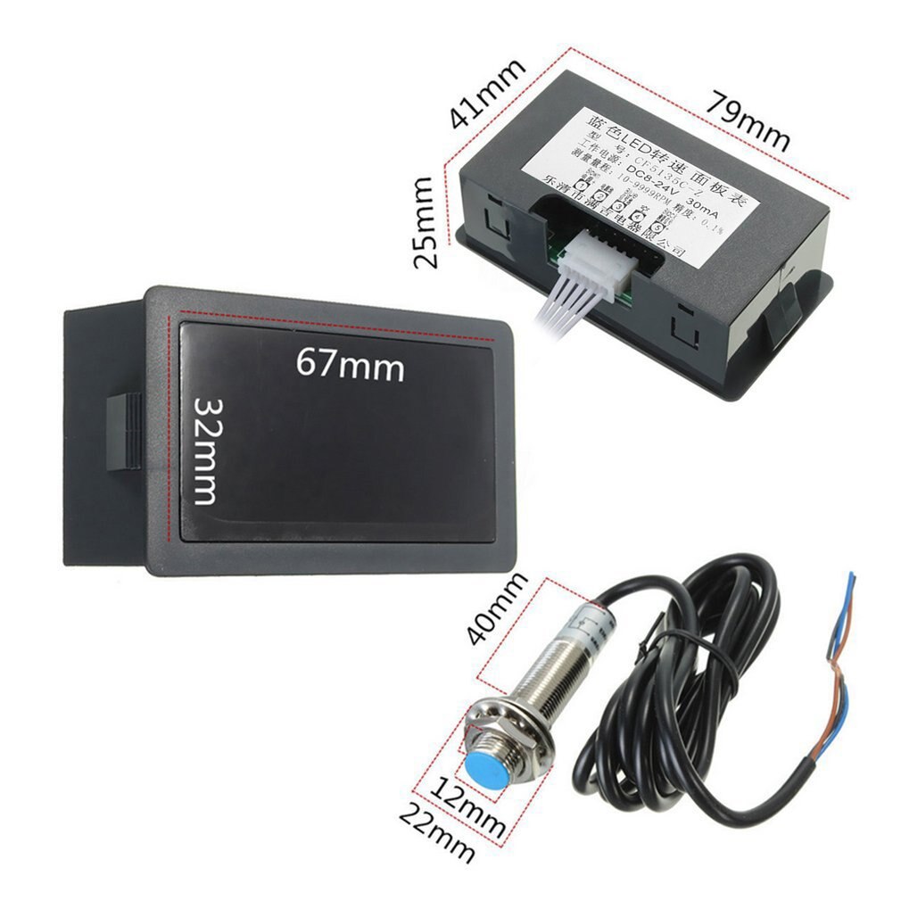 4 Digital LED Display Tachometer RPM Speed Meter H... – Grandado