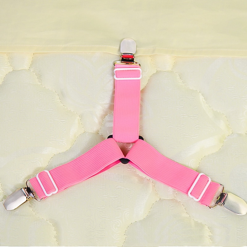 4pcs/set Elastic Bed Sheet Clips Suspenders Straps Adjustable Heavy Duty Grippers For HomeA