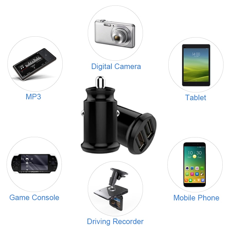 12V 24V Mini Fast Car Charger USB Charge For Mobile Phone Display 5v 3.1A Car Cigarette Lighter Adapter Charging Socket Charger