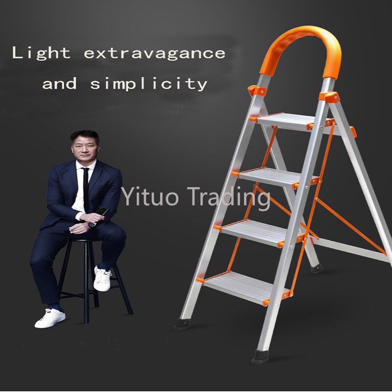 Aluminum Alloy Household Ladder Thickened Step Ladder Folding Escalator Stairs Stainless Steel Herringbone Stepladder DG003A