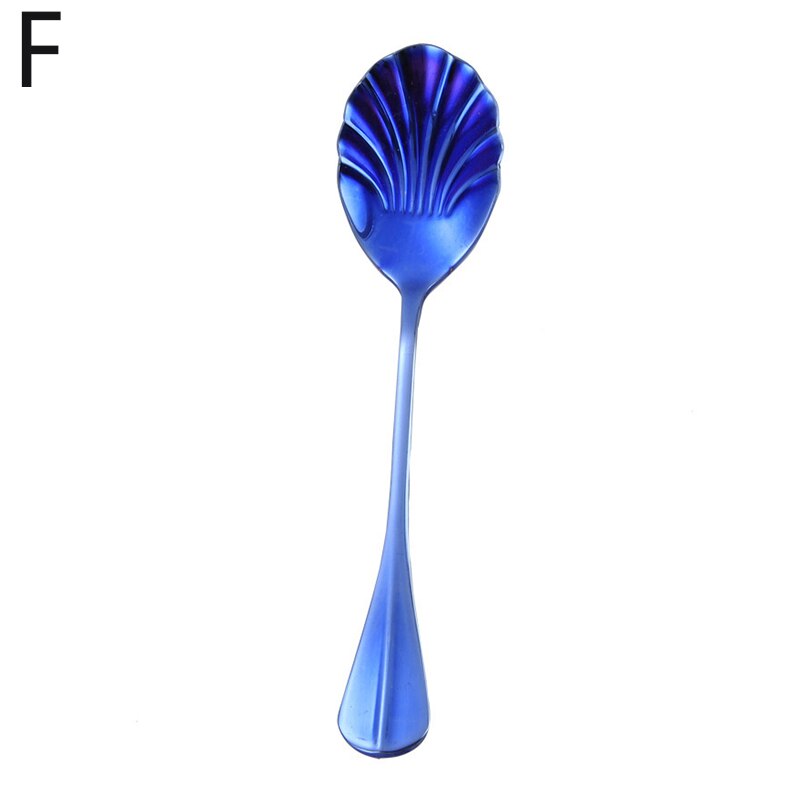 Shell Shape Stainless Steel Spoon Teaspoons Coffee Spoons Ice Cream Sugar Dessert Spoons Tableware Kitchen Accessories: F