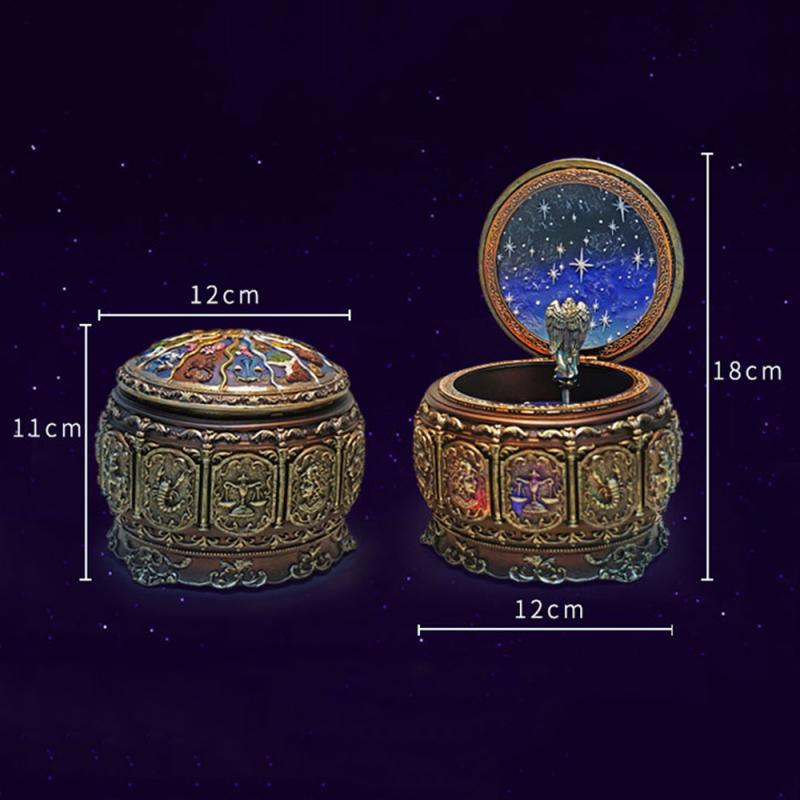 Twaalf Sterrenbeelden Met Led Flash Retro Zodiak Twaalf Constellatie Muziekdoos Handgemaakte Art Muziekdoos Valentijnsdag Bbirthda