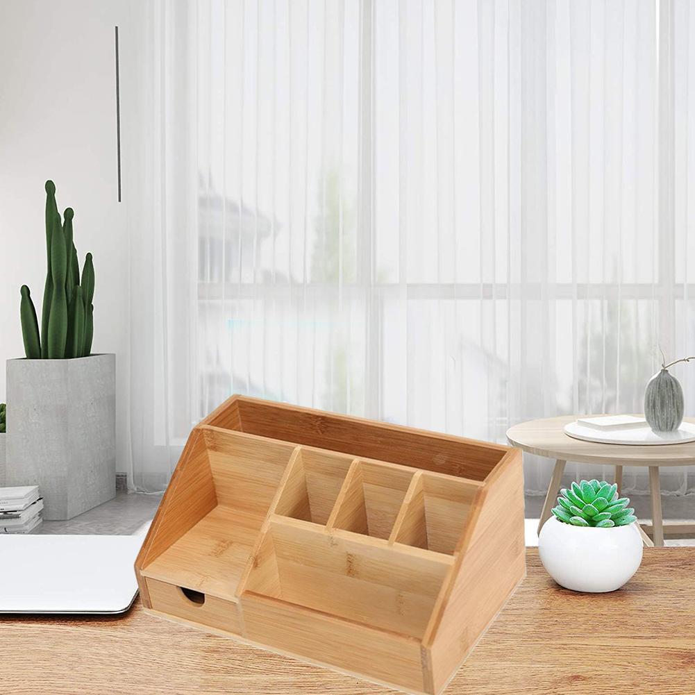 Desktop storage box Bamboo Stationery Organiser Letter Rack Notes Pen Holder Cosmetic Storage Box Pencil Holder Office Storage