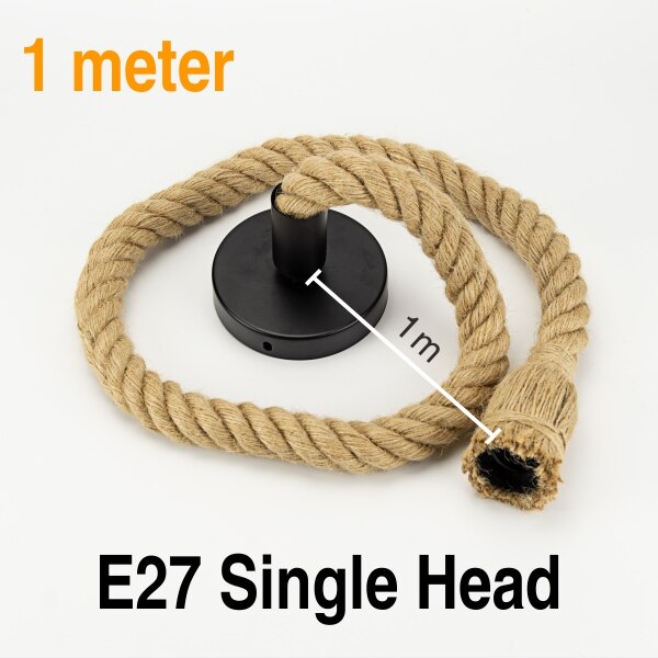Retro Decorative Rope E27 Hanging Lamp Holder 1m 1.5m 2m Socket E27 Lamp Base Bulb Holder Chandelier Connector Adaptor Cable: 1m-Single Head