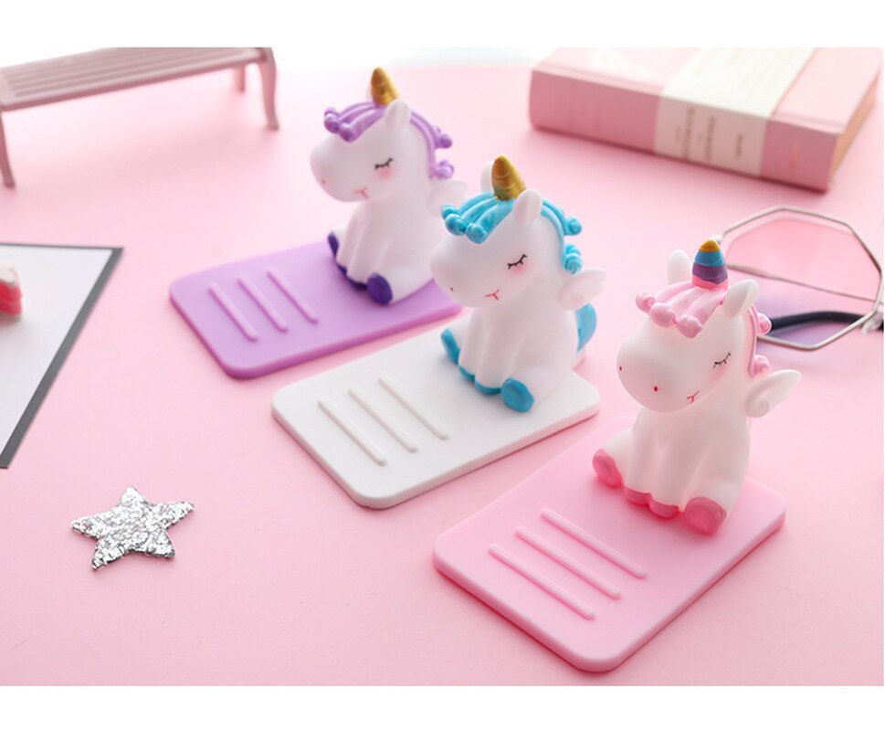 Universal- Anti-Unterhose Telefon Halfter Nette Karikatur Einhorn praktisch Schreibtisch Halterung Stehen Tabletten für Alle Telefon