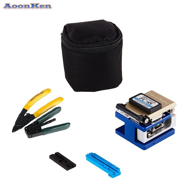 FTTH Fiber Optic Splice Tool Kit Fiber Cutter Optical Fiber Cleaver Cutter Tool Kit FC-6S Cutting Fiber knife +bag + CFS-2