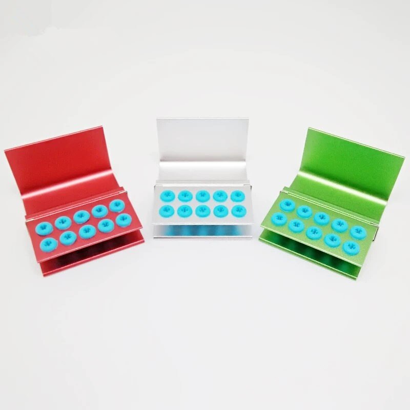 10 Holes Dental Burs Block Holder Disinfection and Autoclave Burs Holder Aluminum