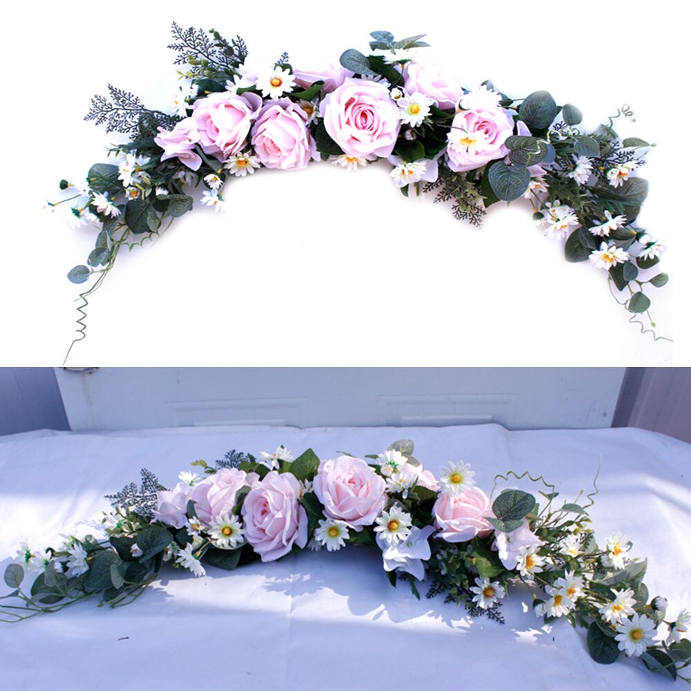 Wedding Arch Flowers Rustic Artificial Floral Swag Door Green Leaves Rose Peony Table Centerpieces Home Decoration