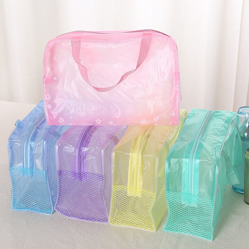 Flower Women Cosmetic Bag Transparent PVC Makeup Bag Case Travel Neceser Small Toiletry Wash Organizer Set Pouch: 1pcs color random