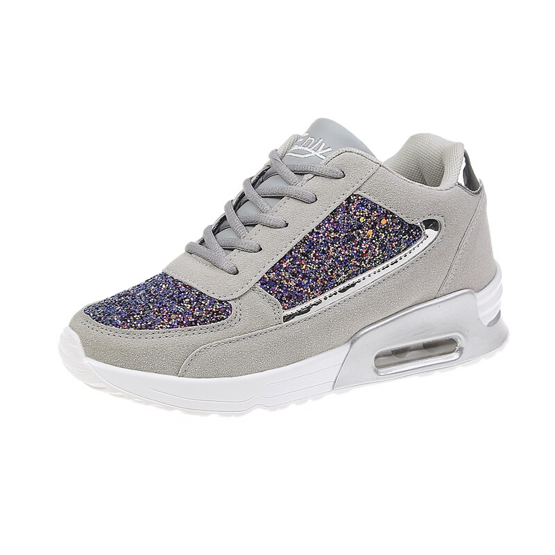 Dam dam wedges sneakers paljetter shake skor tjejer sportskor dam sneakers kvinna sneakers skor svart sko: Silver- / 8.5