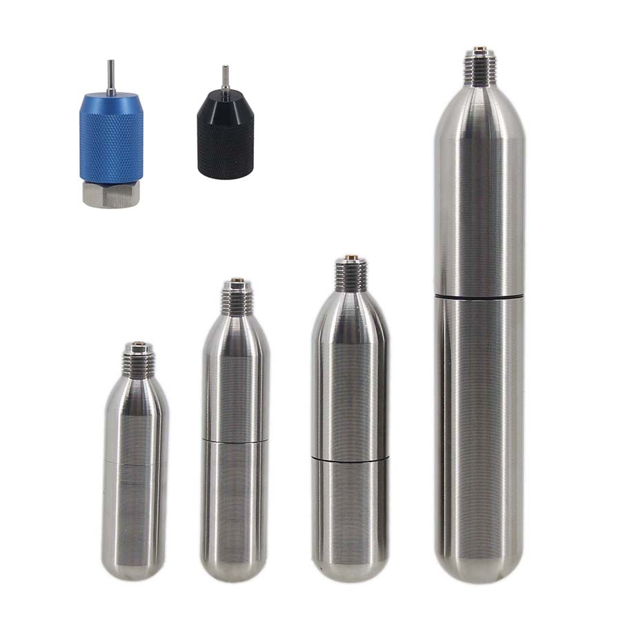 Cartucho de Co2 recargable SS304, accesorio dispensador de Co2 de rosca 3/8-24UNF para cócteles, Seltzers, cultivadores carbonatados, barril de cerveza