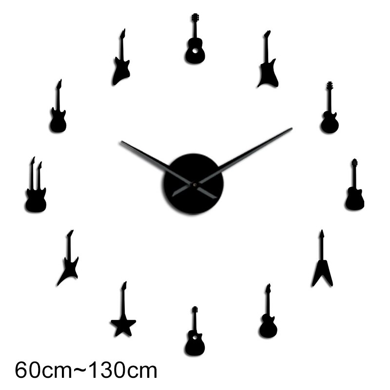Reloj de pared gigante para decoración de sala de música, pulsera de gran tamaño con gran variedad de música, bricolaje,: Black