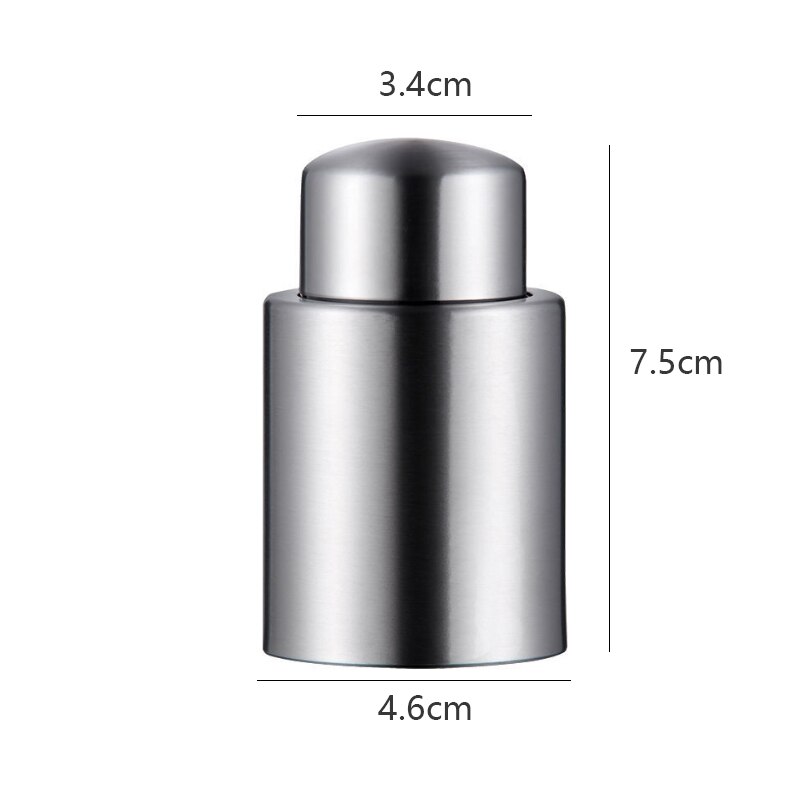 1pc Stainless Steel Wine Bottle Stopper Vacuum Red Wine Bottle Cap Sealer Fresh Keeper Bar Tool Bottle Cover Kitchen Accessories: with Opp Bag